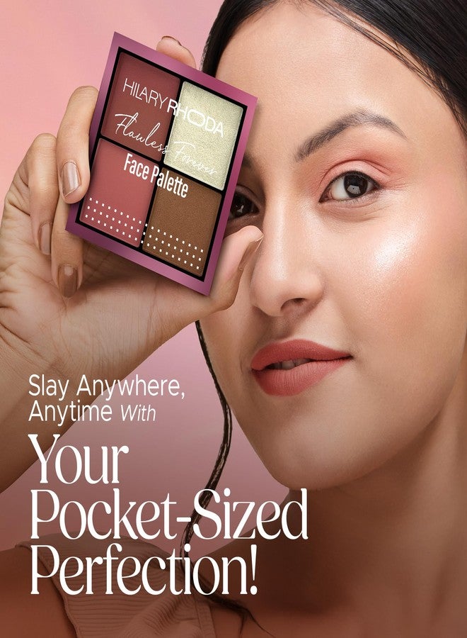 Hilary Rhoda Flawless Forever Face Palette | Highlighter, Contour & 2 Blushes | All-in-one Face Makeup Kit | Highly Pigmented & Long Lasting Face Palette | 11.2g (Light - Shade 01) - Image 4