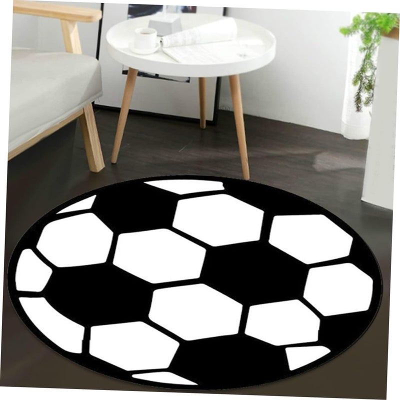 Round Soccer Rug for Living Room Boys and Girls Bedroom and Play Areas Soft Easy-Clean Carpet Non-Slip Base for Home Decor and - Image 2