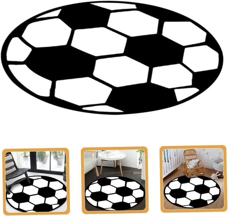 Round Soccer Rug for Living Room Boys and Girls Bedroom and Play Areas Soft Easy-Clean Carpet Non-Slip Base for Home Decor and - Image 5