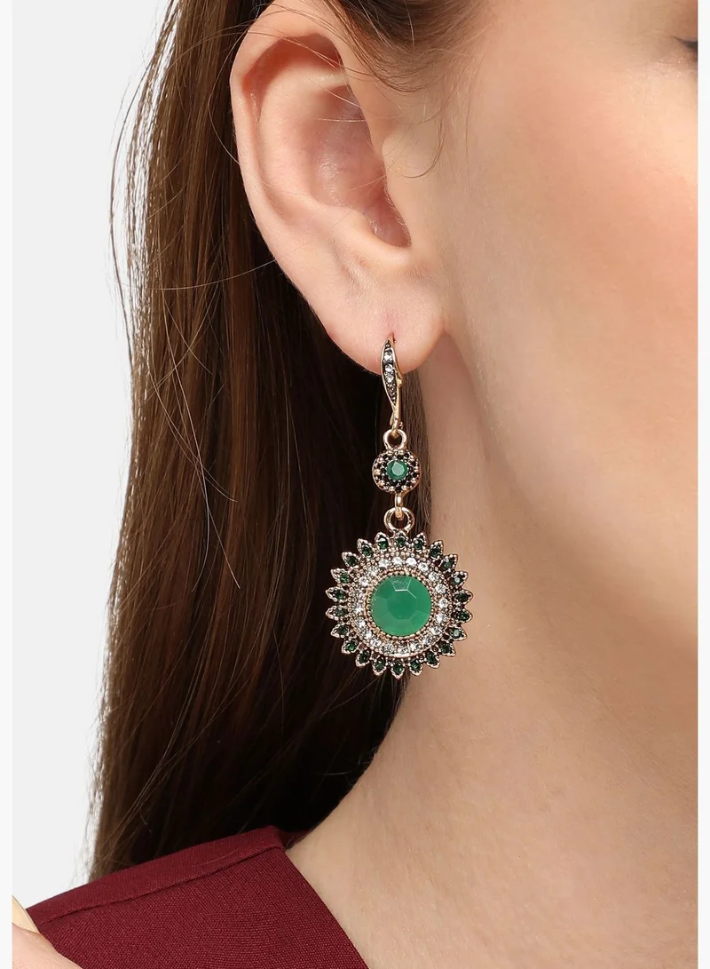 SOHI Gold Plated Party Designer Stone Drop Earring For Women