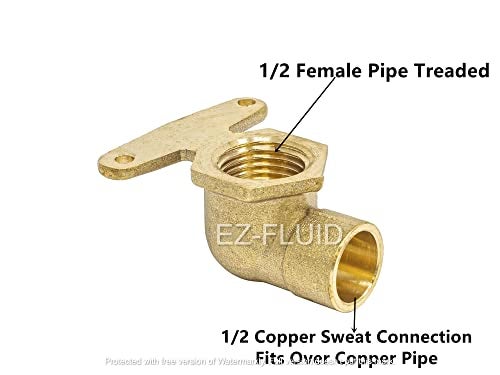 EZ-FLUID EZFLUID 12 Sweat x FIP High Ear Elbow Threaded FittingC by F LF Brass Shower High Ear 90 Degree Elbow with Copper Sweat Socket and Female Threaded Plumbing Fittings - Image 3