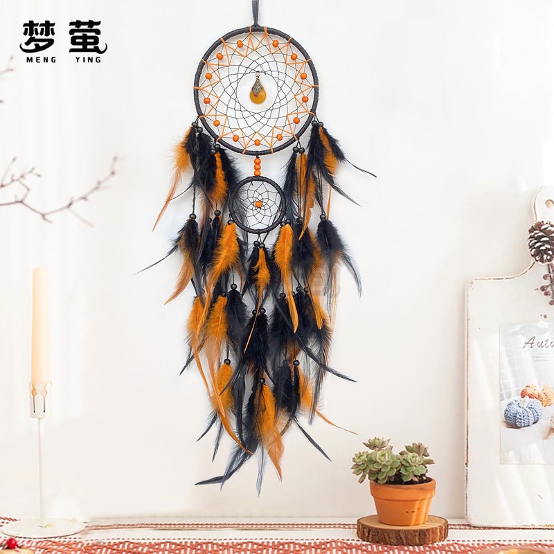 Selling High-End Light Luxury Dream Catcher Feather Pendant Hand-Woven Wind Chime Living Room Wall Decoration Pendant - Image 2