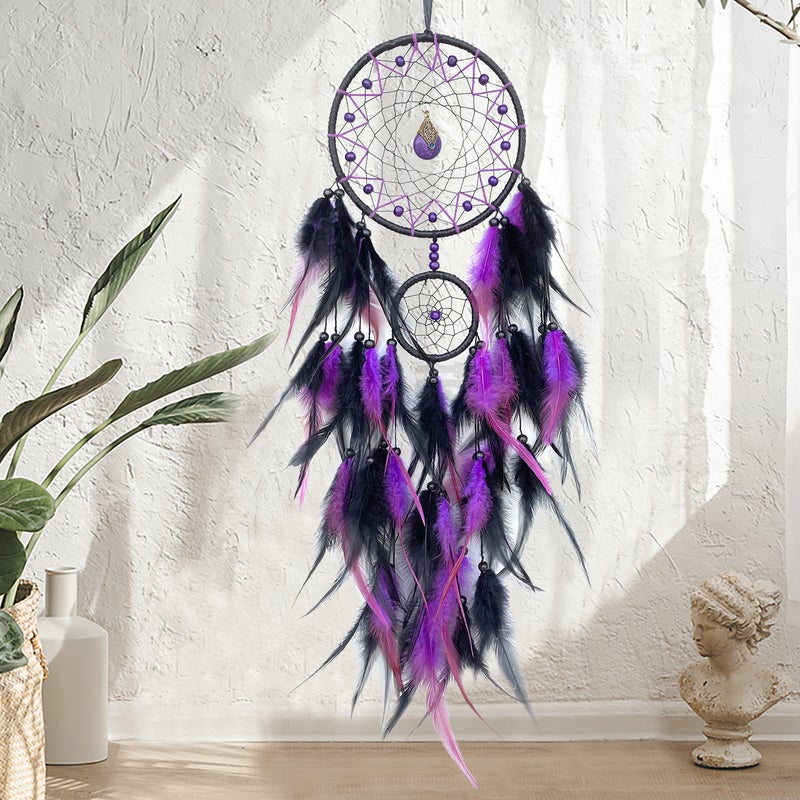 Selling High-End Light Luxury Dream Catcher Feather Pendant Hand-Woven Wind Chime Living Room Wall Decoration Pendant - Image 5