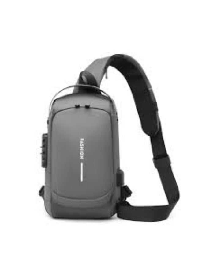 Casual Multi-Pocket Lock Bag with USB Charging Port and Password Lock, Waterproof Travel Bag