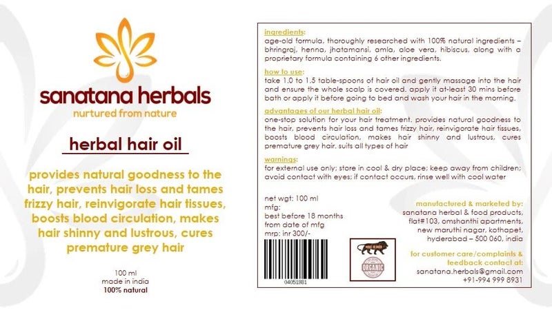 Sanatana herbals Herbal Hair Oil by Sanatana Herbals Pack of 1 100 ml  - Image 5