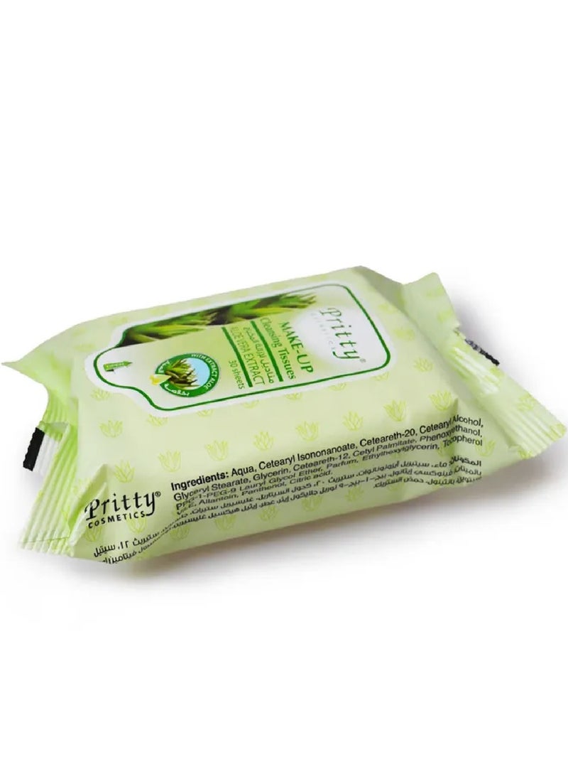 Pritty - Micellar Cleansing Wipes With Aloe Vera Extracts, Remove Makeup, Hydrates and Moisturize Skin, 1x3 - Image 1