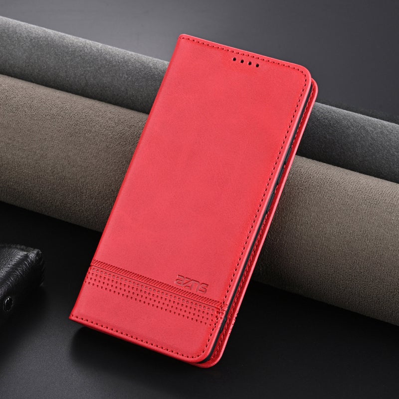 HuHa Case Cover For OPPO Reno12 Global AZNS Magnetic Calf Texture Flip Leather Phone Case(Red) - Image 2