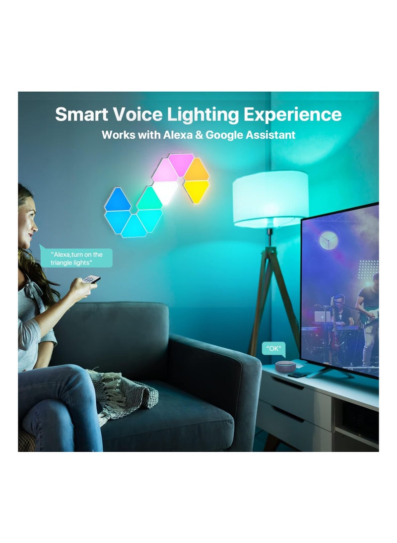 X الإصدار ضوء LED، أضواء LED الذكية، أضواء LED RGB لحائط – مجموعة من 6 لوحات إضاءة LED مثلثة مع تطبيق وجهاز تحكم عن بعد، مزودة بمزامنة الموسيقى، أضواء LED للمنزل، غرفة المعيشة، غرفة النوم وديكور غرفة الألعاب  - Image 2