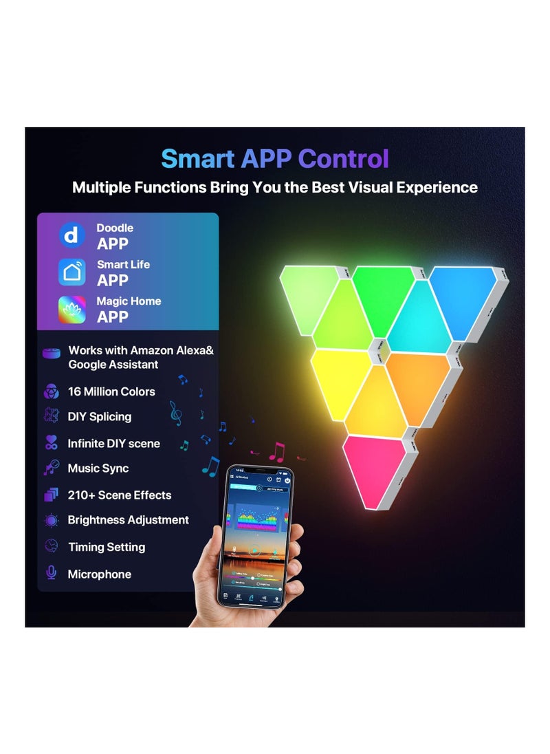 X الإصدار ضوء LED، أضواء LED الذكية، أضواء LED RGB لحائط – مجموعة من 6 لوحات إضاءة LED مثلثة مع تطبيق وجهاز تحكم عن بعد، مزودة بمزامنة الموسيقى، أضواء LED للمنزل، غرفة المعيشة، غرفة النوم وديكور غرفة الألعاب  - Image 4