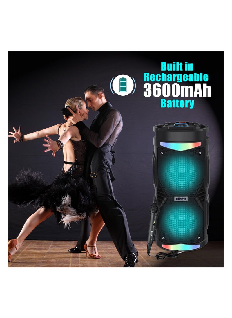 ELS-MusiStrom 1600 Portable 16 W Bluetooth Party Speaker with Wired Mic and Remote, TWS Feature, Built-in Mobile holder & FM/Aux/USB/TF Card Connectivity, 5 Hr Playback (Black)