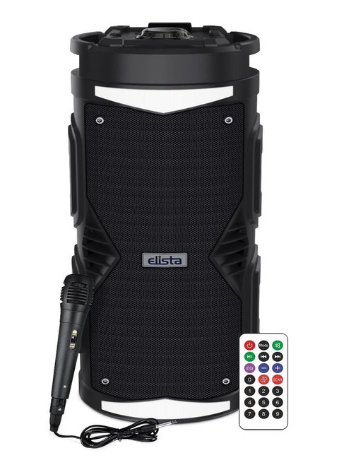 ELS-MusiStrom 1600 Portable 16 W Bluetooth Party Speaker with Wired Mic and Remote, TWS Feature, Built-in Mobile holder & FM/Aux/USB/TF Card Connectivity, 5 Hr Playback (Black)