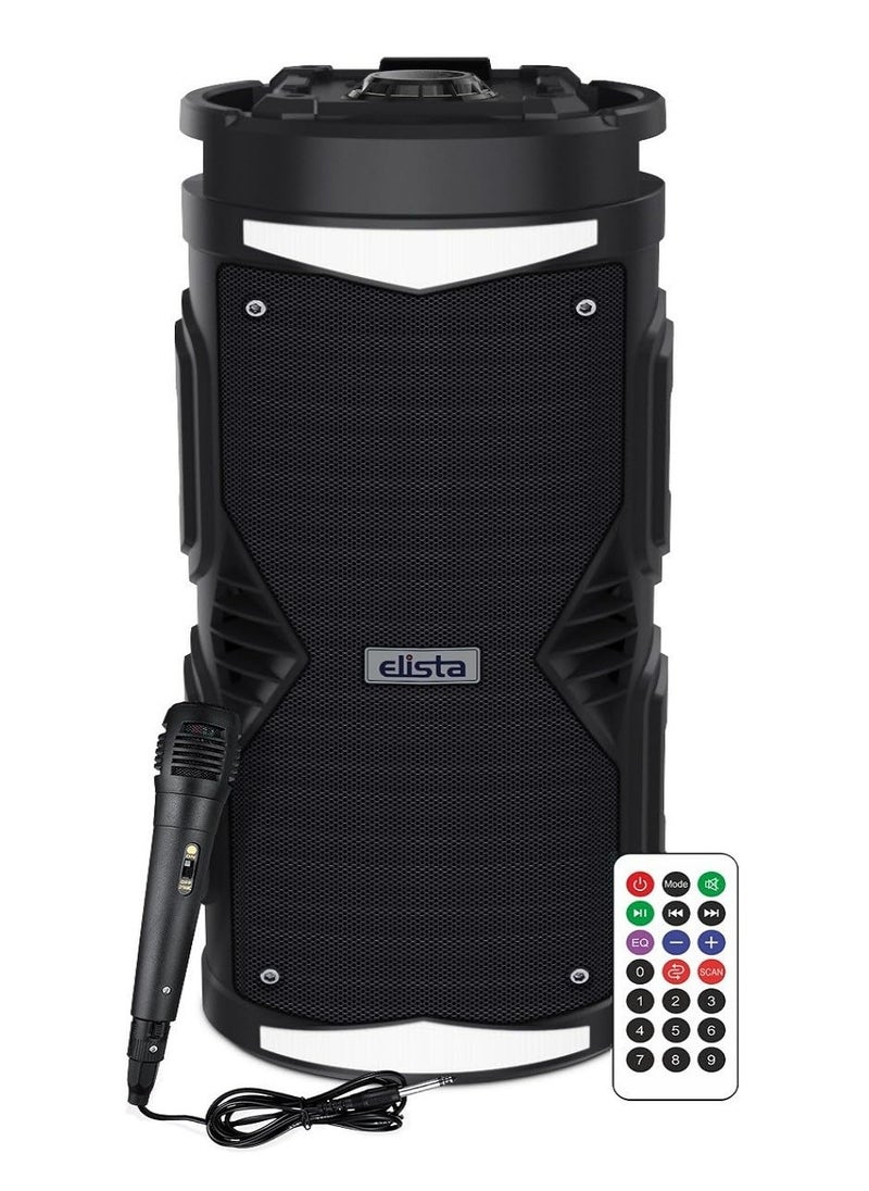 ELS-MusiStrom 1600 Portable 16 W Bluetooth Party Speaker with Wired Mic and Remote, TWS Feature, Built-in Mobile holder & FM/Aux/USB/TF Card Connectivity, 5 Hr Playback (Black)