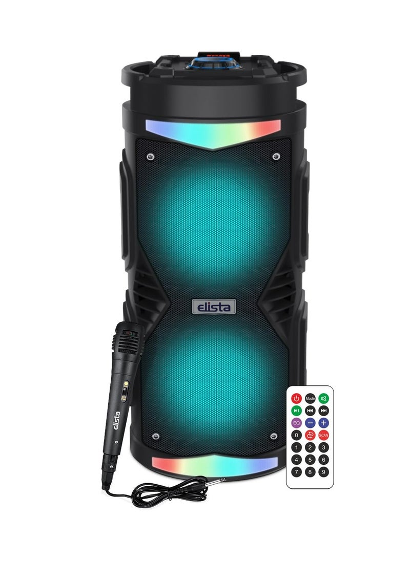 ELS-MusiStrom 1600 Portable 16 W Bluetooth Party Speaker with Wired Mic and Remote, TWS Feature, Built-in Mobile holder & FM/Aux/USB/TF Card Connectivity, 5 Hr Playback (Black)