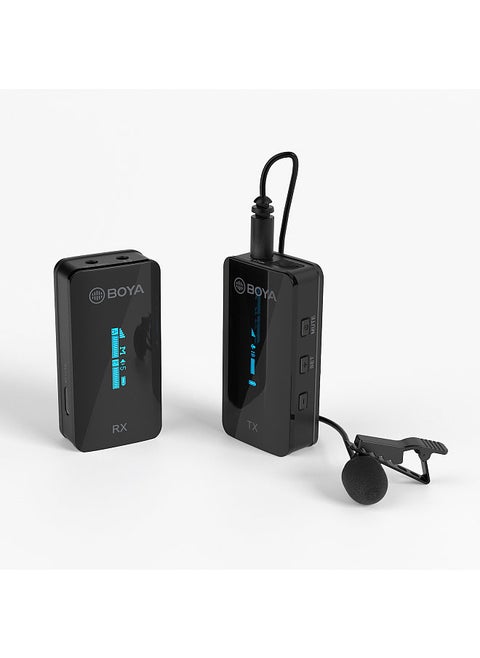 BY-XM6-S1 2.4G Wireless Microphone System(1 Transmitter & 1 Receiver) Dual Channel Lapel Clip-on Microphone 100M Transmission Range