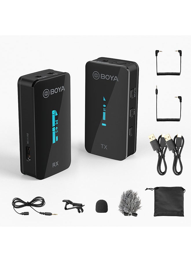 BOYA - BY-XM6-S1 2.4G Wireless Microphone System(1 Transmitter & 1 Receiver) Dual Channel Lapel Clip-on Microphone 100M Transmission Range - Image 1