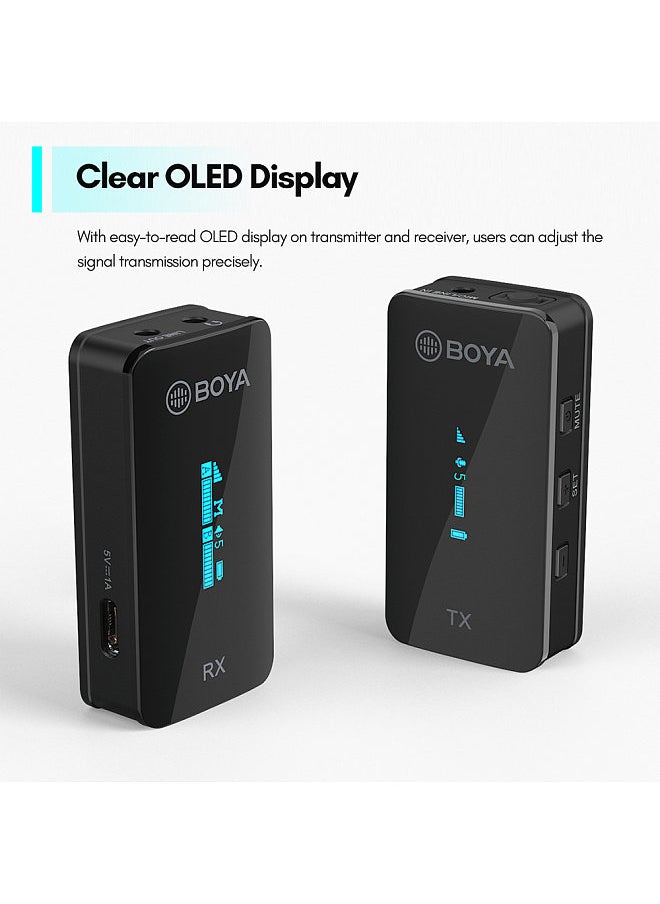BOYA - BY-XM6-S1 2.4G Wireless Microphone System(1 Transmitter & 1 Receiver) Dual Channel Lapel Clip-on Microphone 100M Transmission Range - Image 1