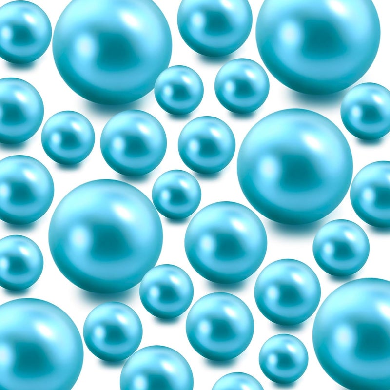 Zsynka 60 Pieces Floating NO Hole Pearls and 500 Pieces Transparent Water Gels,Pearl Beads Gold Floating Beads for Vases Floating Candles Home Weddings Table Centerpieces Party Decor (Light Blue) - Image 1