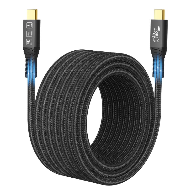 CableDeconn Long Type C to C Cable 16.4FT, 20Gbps/100W/USB C 3.2 Gen 2, 4K@60Hz Video and Audio Output Cord, 20V/5A USB C to C Male Connection, Suport Thunderbolt 3 for MacBook Pro, Dell, Arzopa, Galaxy - Image 1