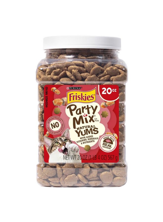 Friskies علاجات طبيعية للقطط من بورينا، مزيج حفلات ناتشورال يام مع سمك السلمون الحقيقي - 20 أونصة. - Image 1