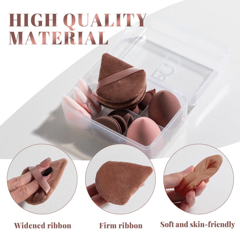 BS Mall Makeup Sponge Set BS-MALLTriangle Puff 14 Pcs for Liquid, Cream, and Powder, Multi-colored Makeup Sponges and Mini Makeup Sponge (D-Coffee) - Image 5