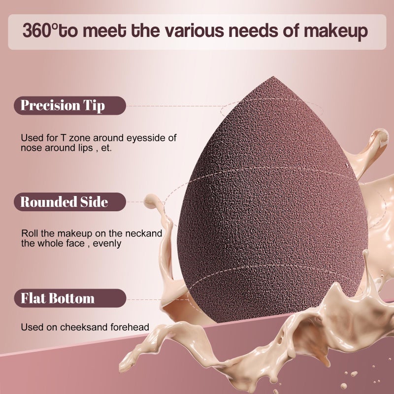 BS Mall Makeup Sponge Set BS-MALLTriangle Puff 14 Pcs for Liquid, Cream, and Powder, Multi-colored Makeup Sponges and Mini Makeup Sponge (D-Coffee) - Image 2