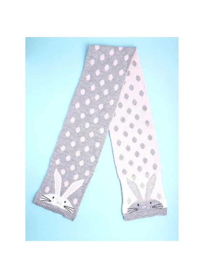 LITTLE SURPRISE BOX 3Pcs Grey Bunny Rabbit Matching Beanie Winter Cap Mufflers And Gloves Set
