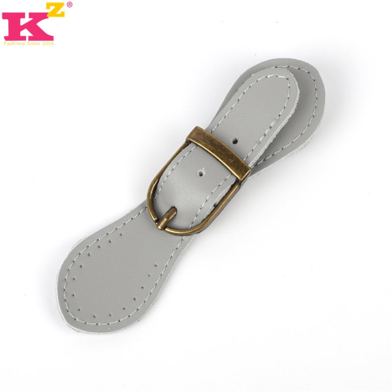 Cross-border in stock hot sale ins genuine leather magnetic buckle bag handmade DIY bag accessories multi-color threading leather buckle Gray 