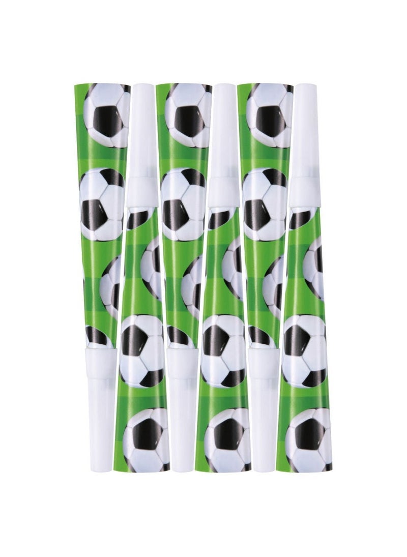 Unique Football Party Horns Green White 19cm 6-Pack