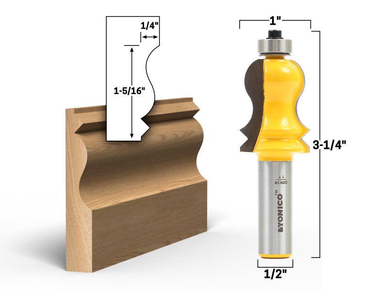 YONICO Router Bits Crown Cap Molding Set Elaborate 2 Bit 1/2-Inch Shank 16214 - Image 2
