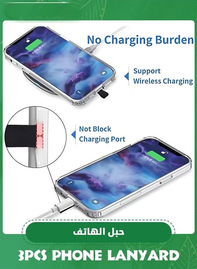 3 Set Universal Cell Phone Lanyard, Green Pink Purple Phone Tether Safety Strap Crossbody Lanyard with Adjustable Nylon Neck Strap,Compatible with Every Smartphones  - Image 3