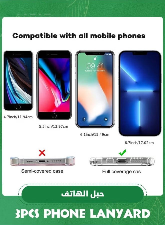3 Set Universal Cell Phone Lanyard, Green Pink Purple Phone Tether Safety Strap Crossbody Lanyard with Adjustable Nylon Neck Strap,Compatible with Every Smartphones  - Image 5