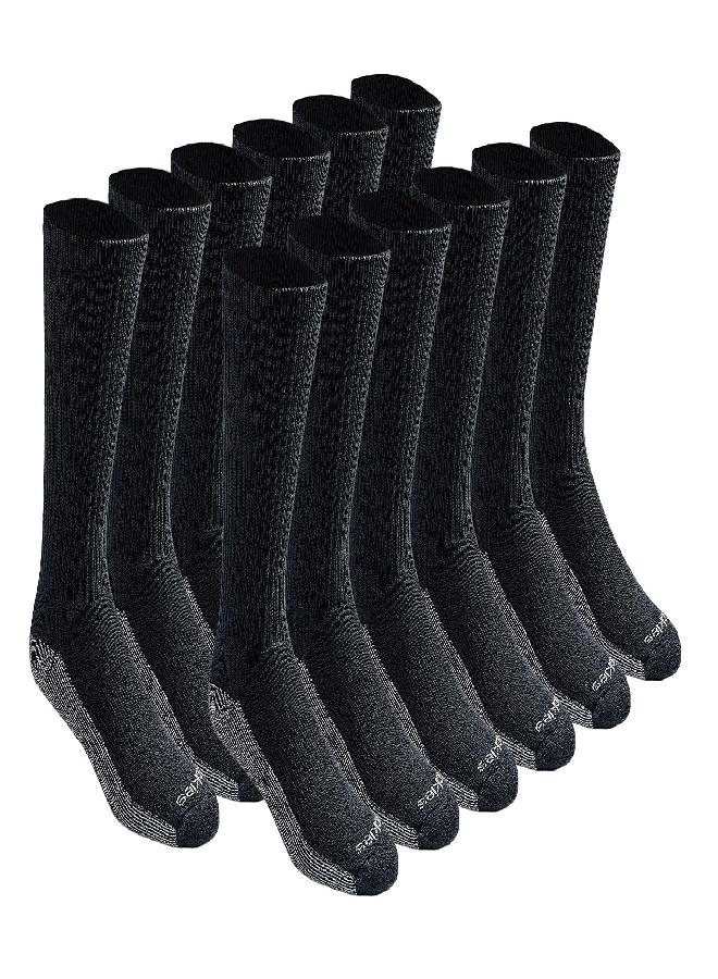Dickies Dickies Men's Petite Dri-tech Moisture Control Crew Socks Multipack, Black (12 Pairs), Shoe Size: 5-9  - Image 1