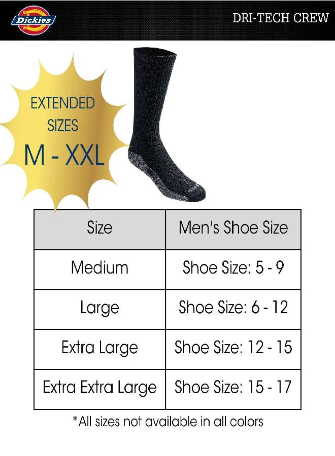 Dickies Dickies Men's Petite Dri-tech Moisture Control Crew Socks Multipack, Black (12 Pairs), Shoe Size: 5-9  - Image 2