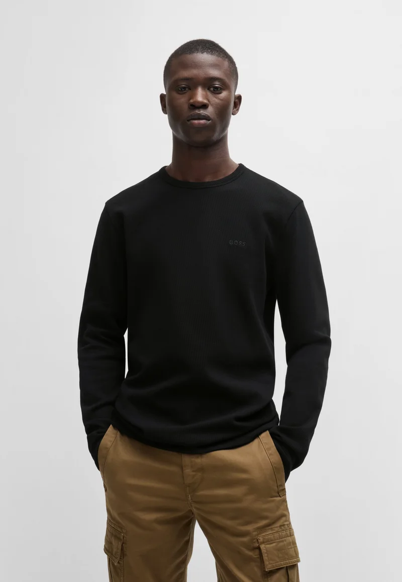 BOSS Cotton-blend T-shirt with waffle structure