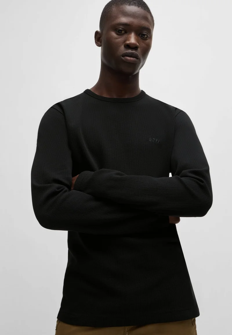 BOSS Cotton-blend T-shirt with waffle structure