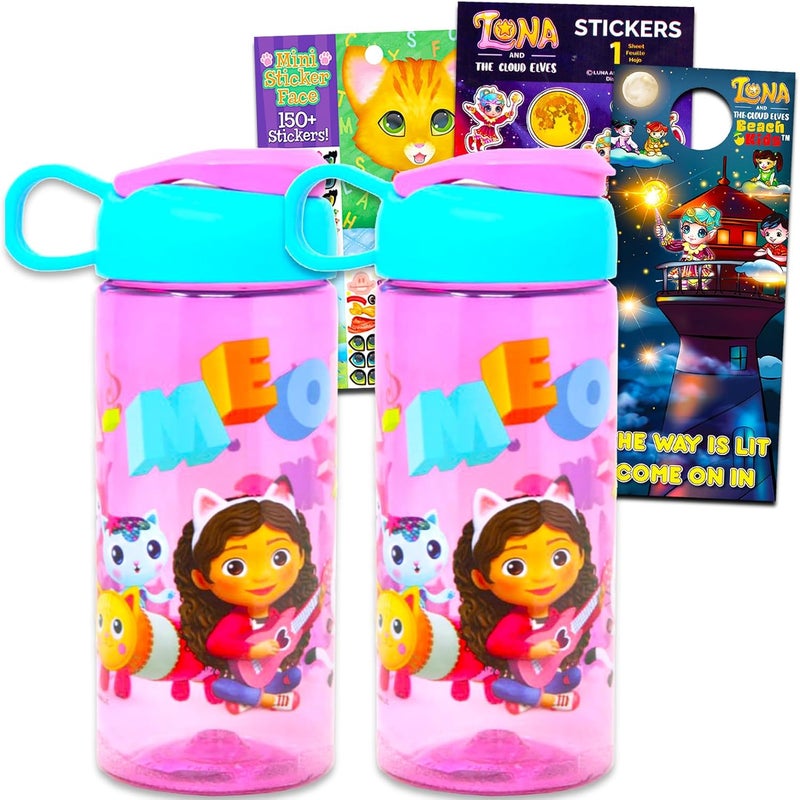 DreamWorks Gabbys Dollhouse Water Bottle for Girls Set  2 Pc Gabbys Dollhouse Supplies Bundle with 165 Oz Gabbys Dollhouse Water Bottle Sticker Activity Book More  Gabbys Dollhouse Water Bottle for Kids - Image 1