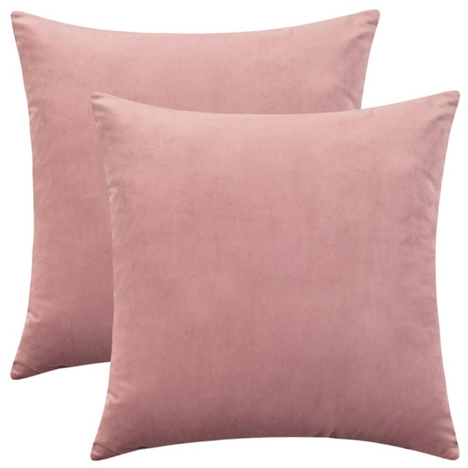 SET OF 2 COMFORTABLE THROW PILLOW COVER FOR BEDDING DECORATIVE ACCENT CUSHION SHAM CASE FOR COUCH SOFA SOFT SOLID VELVET WITH ZIPPER HIDDEN 20X20 MAUVE PINK