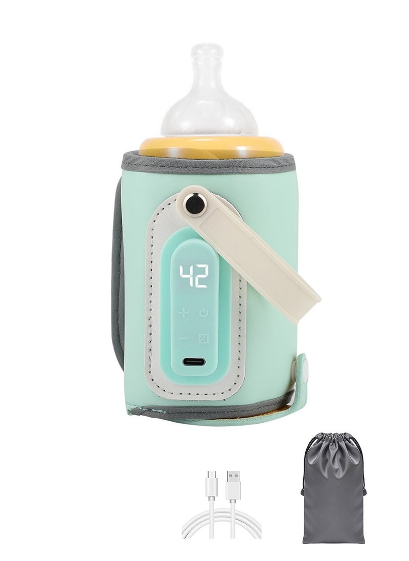 Syarme Portable Bottle Warmer, Syarme Baby Milk Heat Keeper with LED Display, USB Warmer Bottle for Car Travel, Bottles Warmers on The Go - Blue  - Image 1