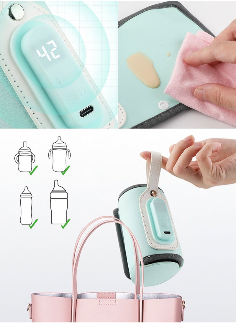 Syarme Portable Bottle Warmer, Syarme Baby Milk Heat Keeper with LED Display, USB Warmer Bottle for Car Travel, Bottles Warmers on The Go - Blue  - Image 5