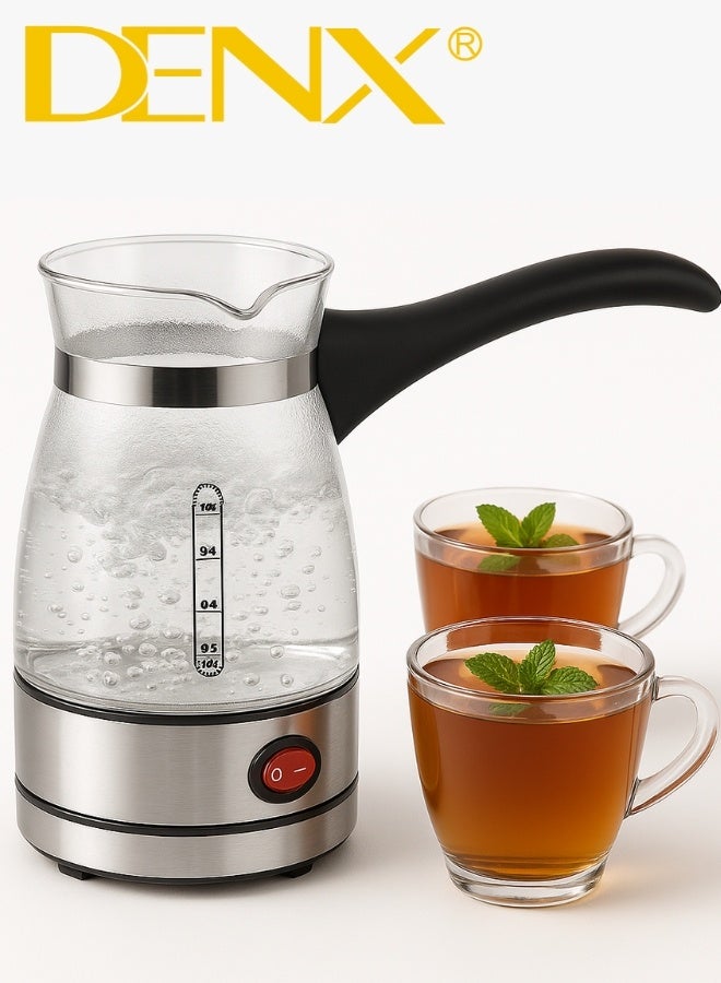 دينكس غلاية قهوة كهربائية تركية من DENX موديل DX3418 بسعة 500 مل، بقوة 600 واط، من الستانلس ستيل، لتحضير القهوة والشاي والماء الساخن بسرعة وأمان - Image 2