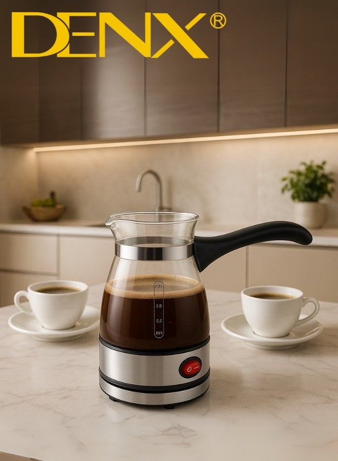 دينكس غلاية قهوة كهربائية تركية من DENX موديل DX3418 بسعة 500 مل، بقوة 600 واط، من الستانلس ستيل، لتحضير القهوة والشاي والماء الساخن بسرعة وأمان - Image 3