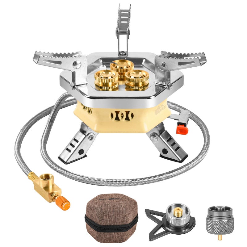 Facitsolvit 11800W Portable Windproof Camping Stove Lightweight Camp Stove Collapsible Backpacking Stove with EVA Box for Outdoor Camping Cooking Hiking and Picnic, white - Image 1