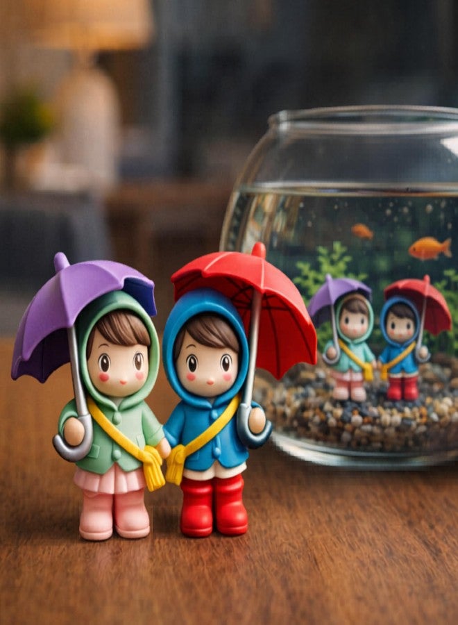 مجسم راتنجي على شكل مظلة من FinyPetz لتزيين أحواض السمك للأطفال، زينة لأحواض السمك، تمثال صغير لأحواض السمك، إكسسوارات Aquascape، ديكور للأحواض الصغيرة والمتوسطة (عبوة من قطعتين (لون عشوائي)) - Image 1