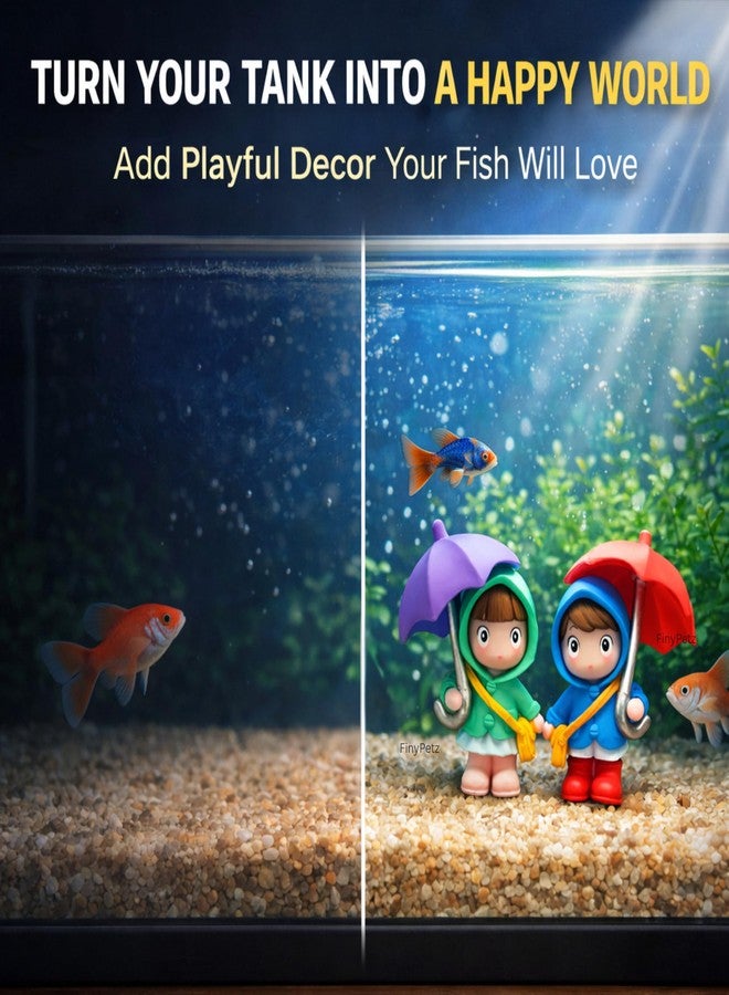 مجسم راتنجي على شكل مظلة من FinyPetz لتزيين أحواض السمك للأطفال، زينة لأحواض السمك، تمثال صغير لأحواض السمك، إكسسوارات Aquascape، ديكور للأحواض الصغيرة والمتوسطة (عبوة من قطعتين (لون عشوائي)) - Image 5