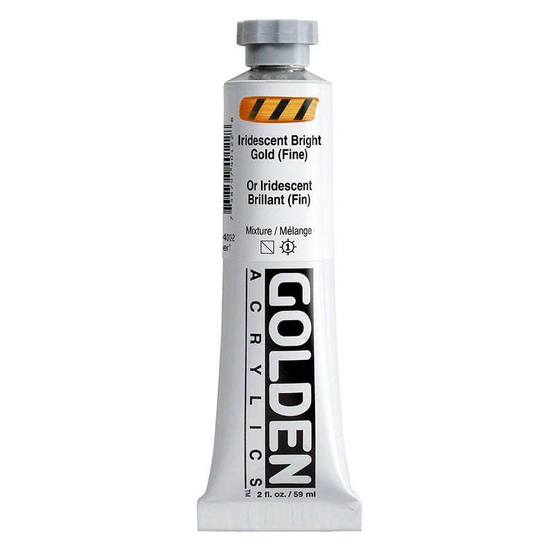 GOLDEN Heavy Body Acrylics Iridescent Bright Gold Fine 2 fl oz Tube Professional Acrylic Paint SemiTransparent