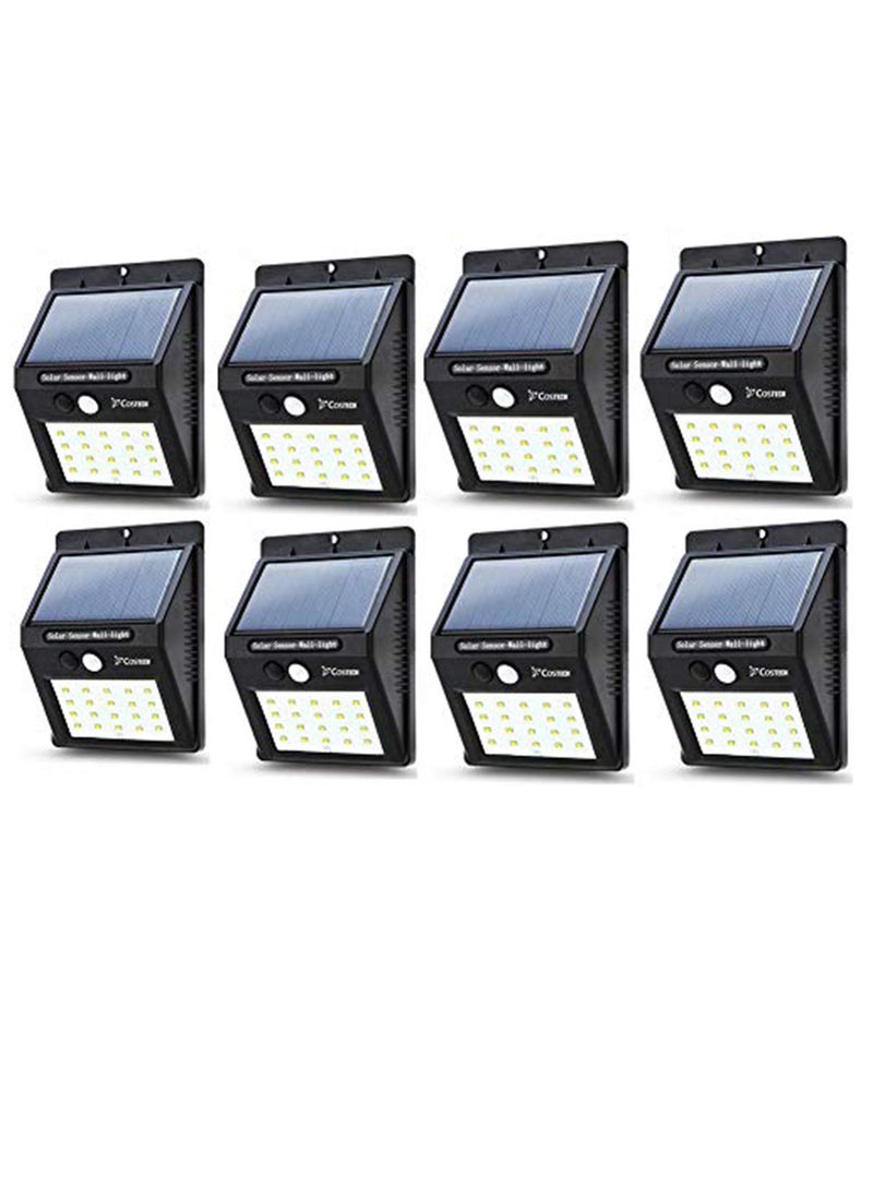 8Pair 20 LED Solar PIR Motion Sensor Outdoor Night Wall Lamp Black White - Image 1