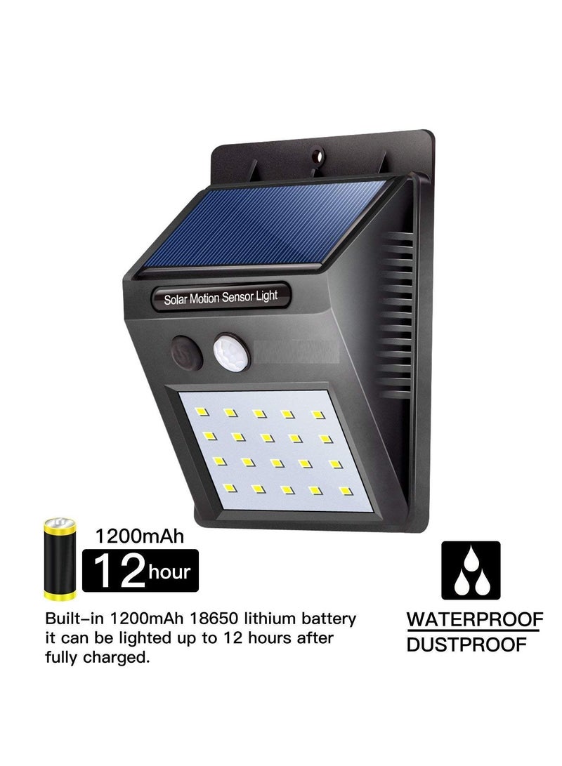 8Pair 20 LED Solar PIR Motion Sensor Outdoor Night Wall Lamp Black White - Image 3