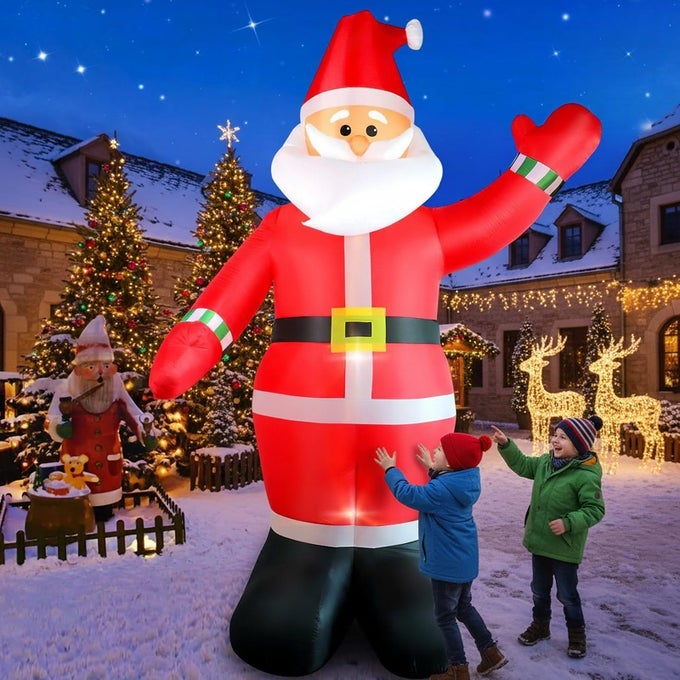 10 FT Christmas Inflatable Santa Claus Outdoor Decoration Huge Xmas Classic Santa Blow up Santa with Builtin LED Light Giant Holiday Party Decor for Yard Garden Hall Plaza Mall Instant Inflate