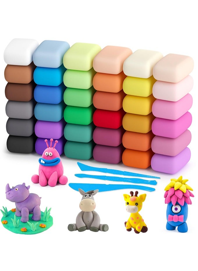 36 Color Air Dry Clay Modeling Set for Kids, DIY Craft Clay with Tools - Image 1