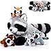 Harrycle 5 Pcs Raccoon Stuffed Animal Set Adorable Mommy Raccoon Plush with 4 Babies in Tummy Soft Cuddly Plushie for Birthday Woodland Party DecorLovely Style - Image 4